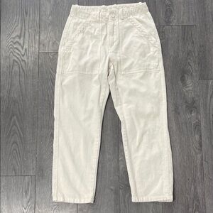 Zara Drop Crotch cotton Baggy CREAM Beige Denim Pants Jeans